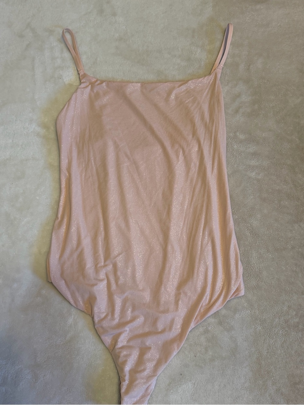 aerie Pale Pink Shimmer Cami Bodysuit with Adjustable Straps